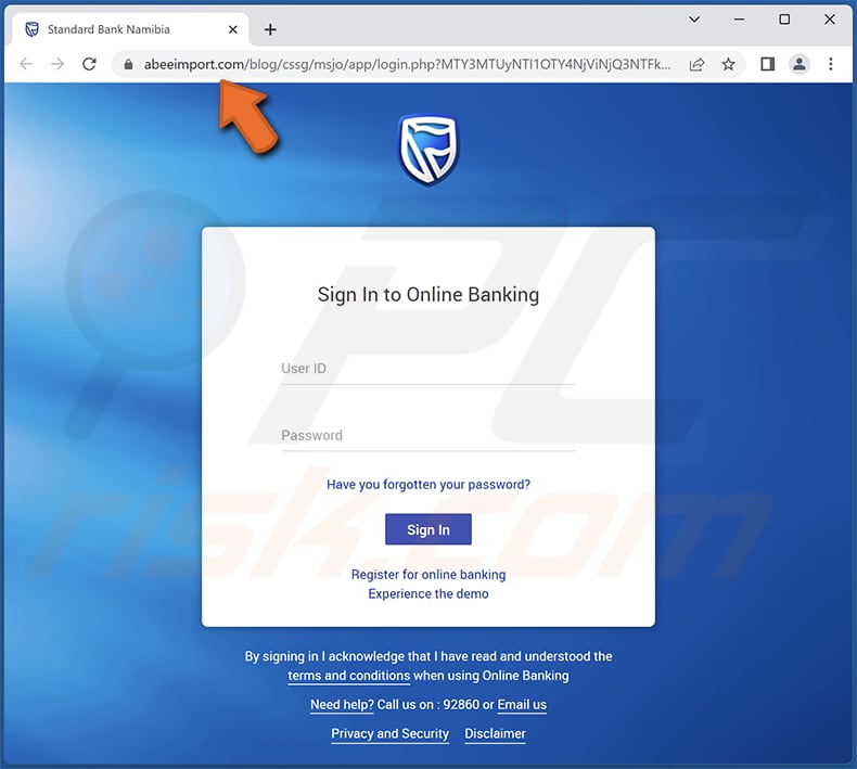 standard bank email scam phishing website