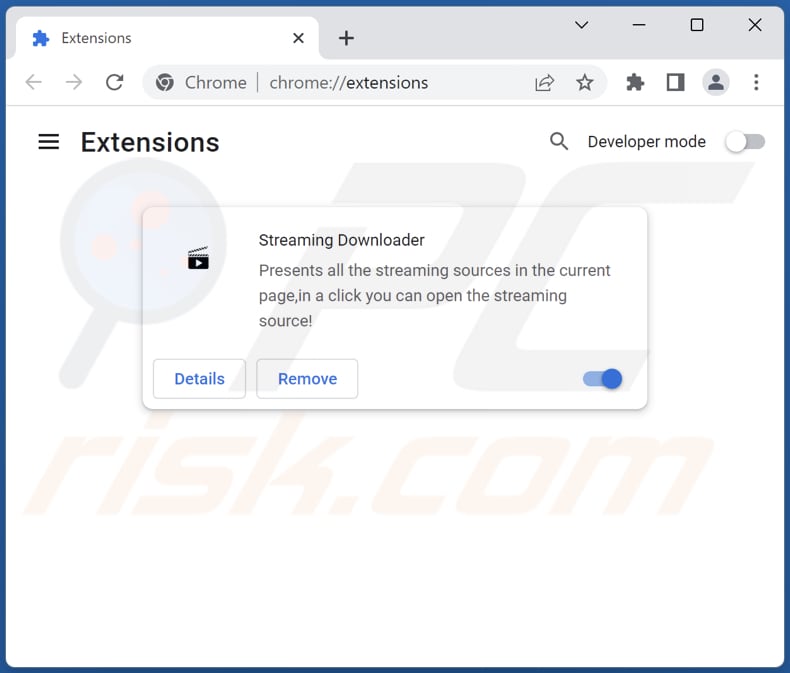 Removing Streaming Downloader adware from Google Chrome step 2