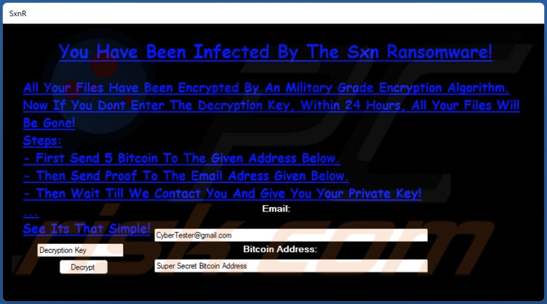 Sxn ransomware ransom note