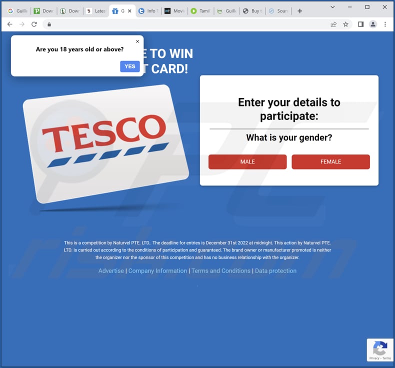 tesco loyalty program pop-up scam another variant
