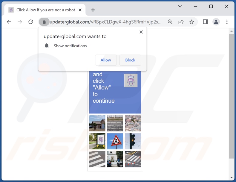 updaterglobal[.]com pop-up redirects