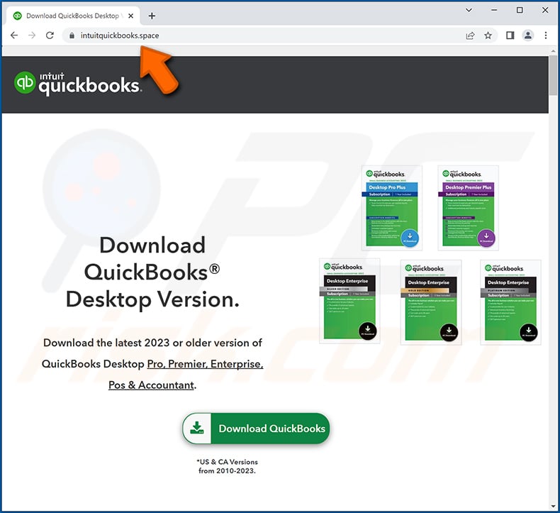 Fake QuickBooks website spreading Vidar trojan