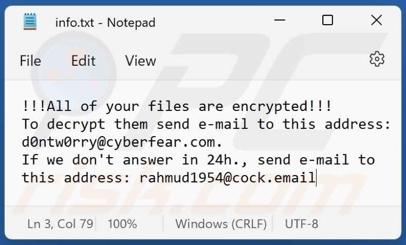 Worry ransomware text file (info.txt)