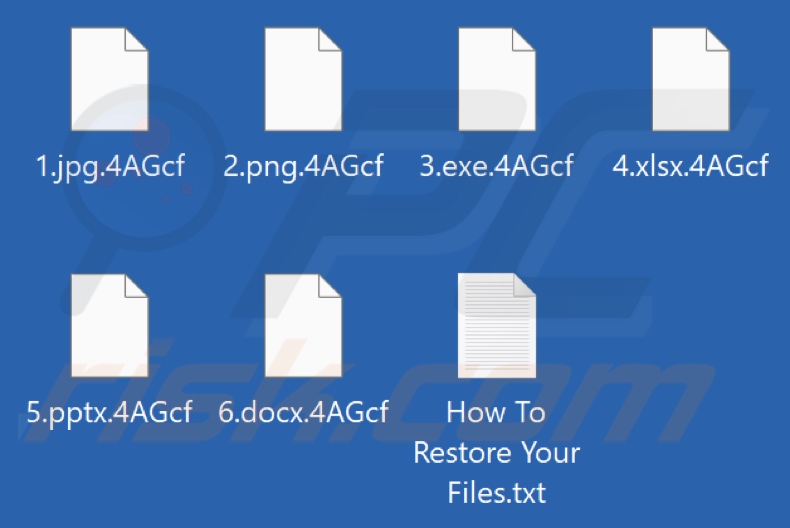 Files encrypted by 4AGcf ransomware (.4AGcf extension)