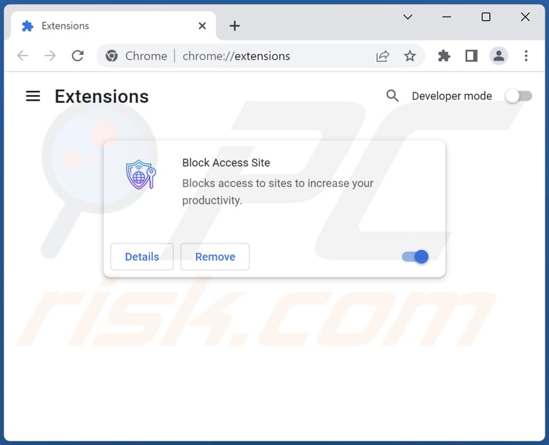 Removing Block Access Site adware from Google Chrome step 2