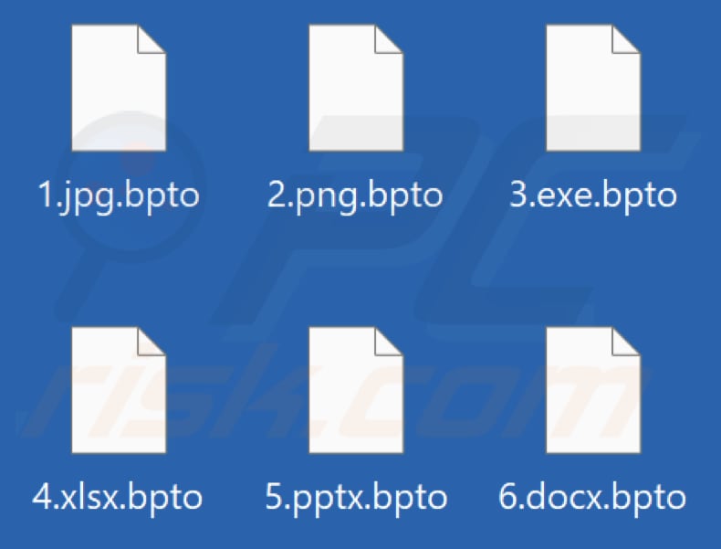 Files encrypted by Bpto ransomware (.bpto extension)