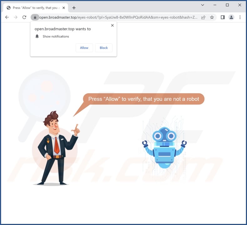 broadmaster[.]top pop-up redirects