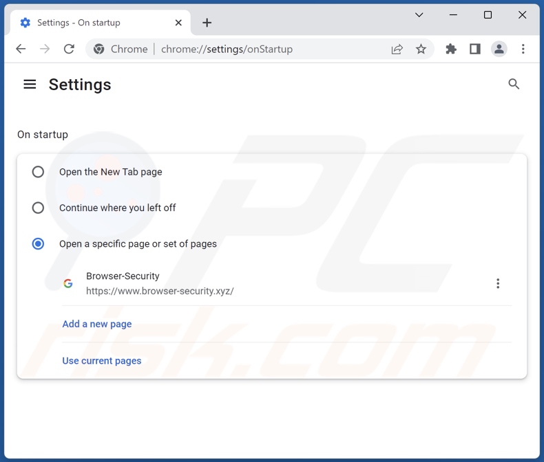 Removing browser-security.xyz from Google Chrome homepage
