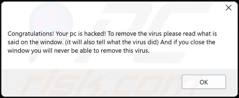 Cyclops ransomware pop-up