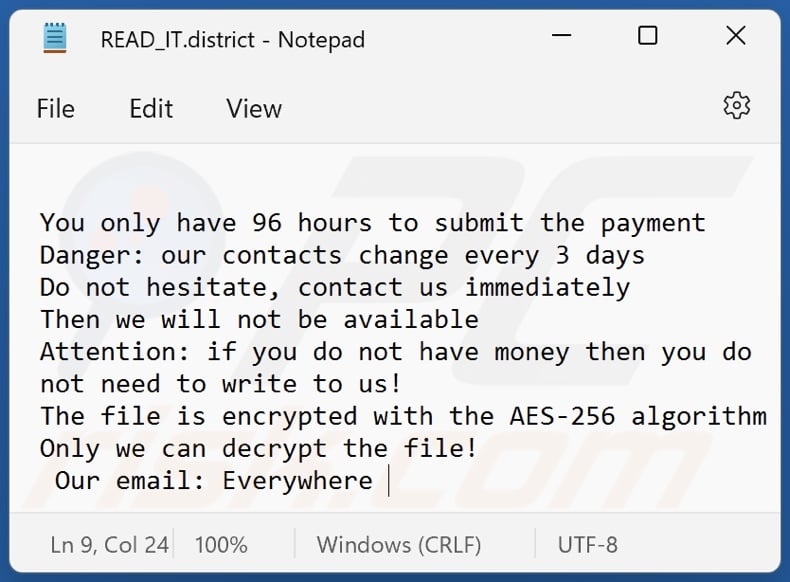 District ransomware text file (READ_IT.district)