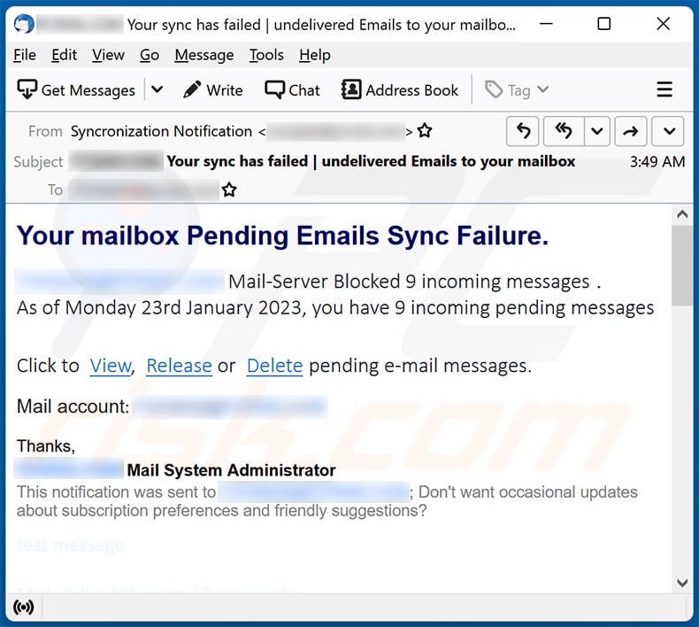 Emails Sync Failure scam (2023-01-26)