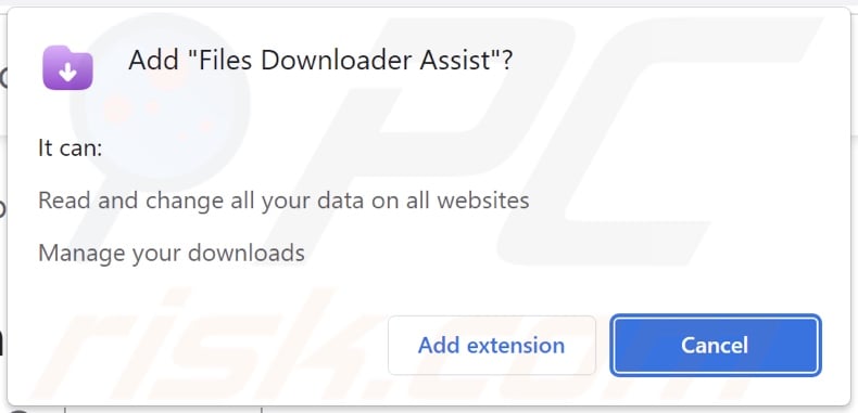 Files Downloader Assist adware asking for permissions
