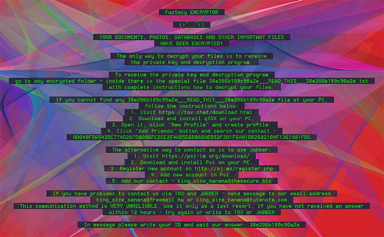 FuxSocy ENCRYPTOR ransomware desktop wallpaper (2023-01-05)