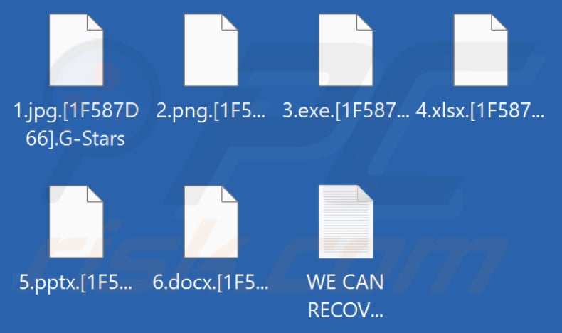 Files encrypted by G-Stars ransomware (.G-Stars extension)