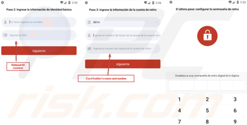 Gigabud RAT asking for card details during registration