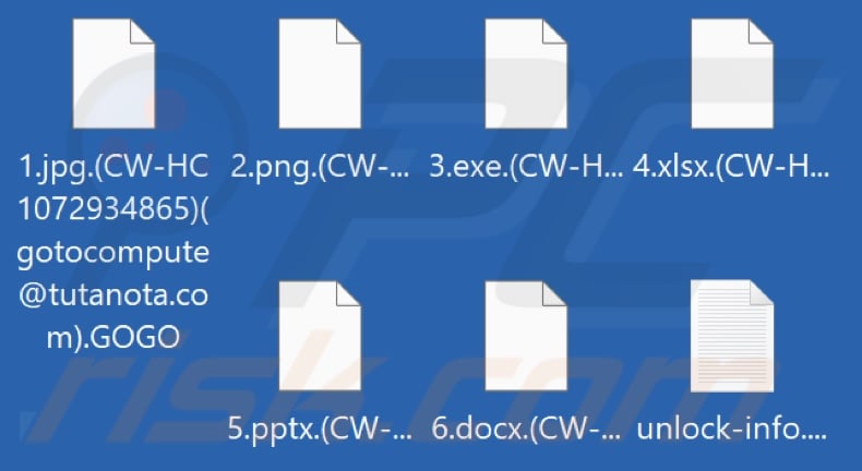 Files encrypted by GOGO ransomware (.GOGO extension)