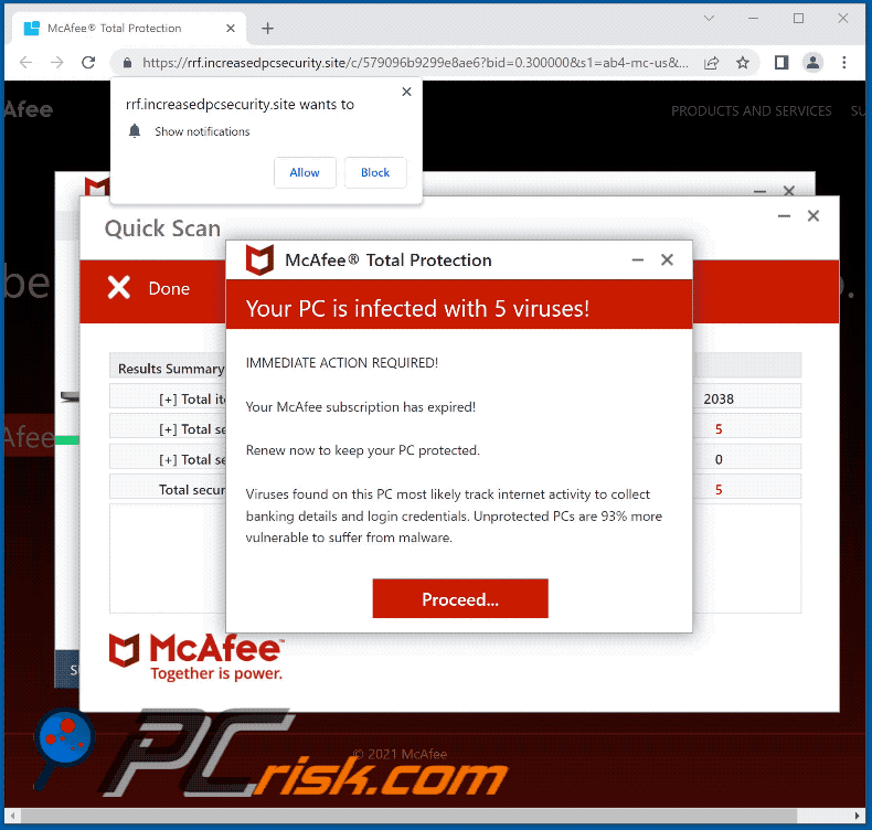 increasedpcsecurity[.]site website appearance (GIF)