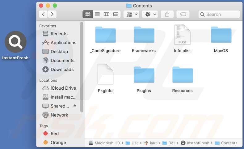 InstantFresh adware install folder