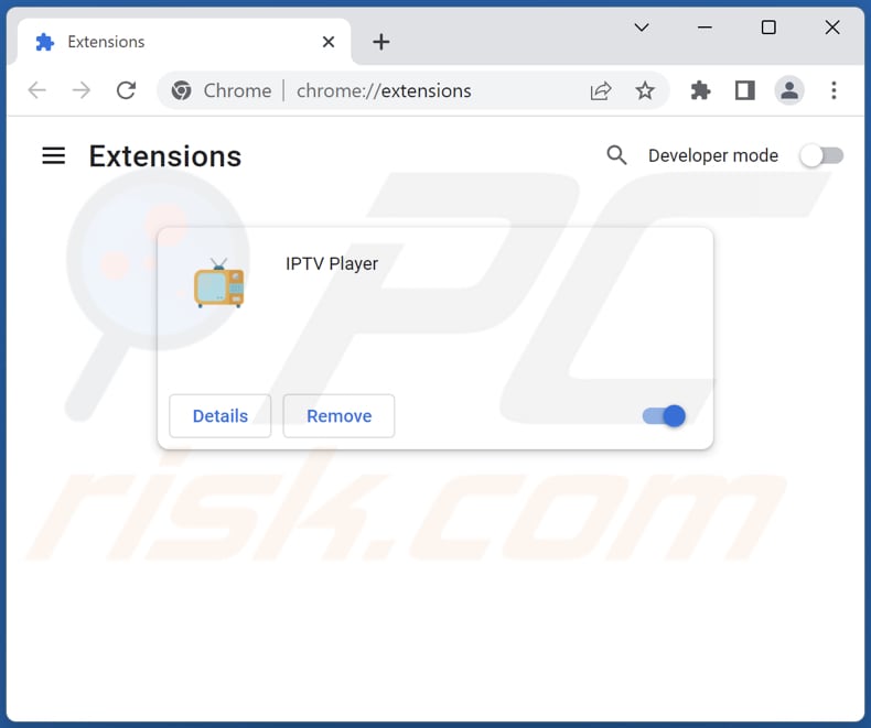 Removing IPTV Player adware from Google Chrome step 2