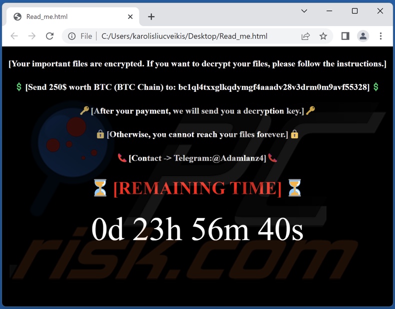 Kodex ransomware ransom note (Read_me.html)