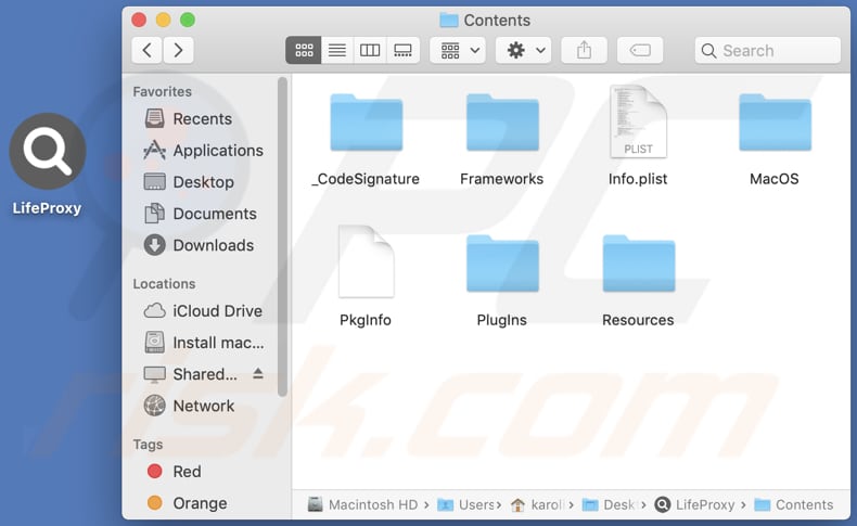 LifeProxy adware installation folder