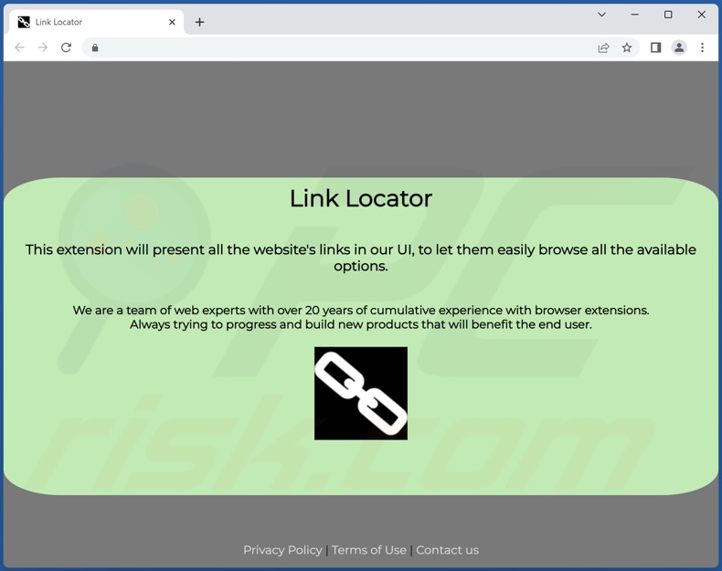 Website promoting Link Locator adware