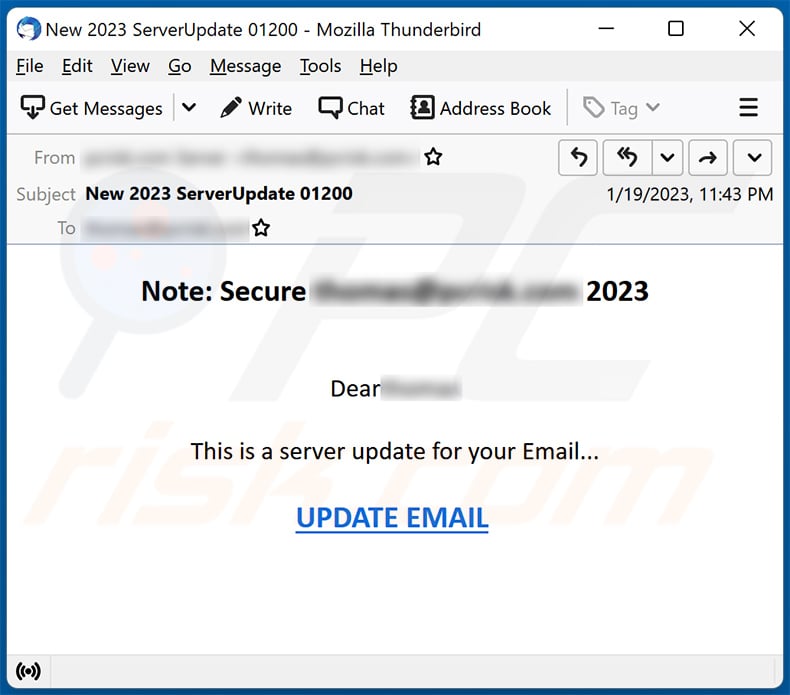 This is a server update for your Email scam