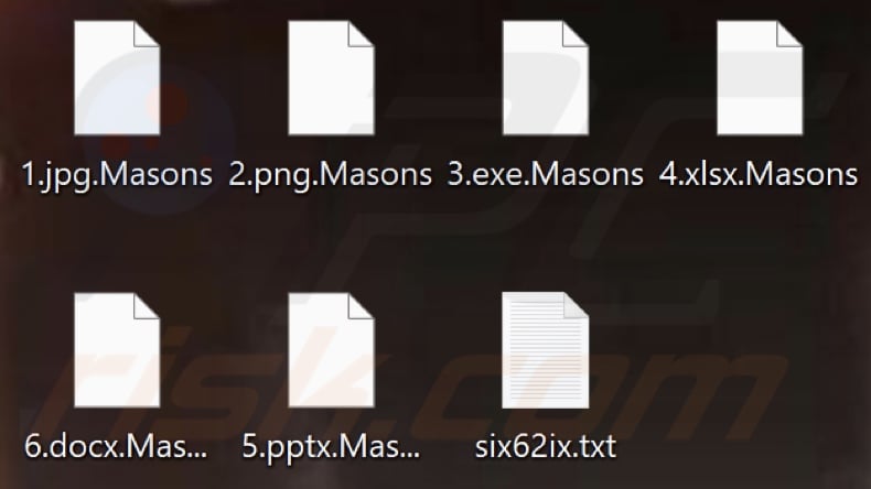 Files encrypted by Masons ransomware (.masons extension)