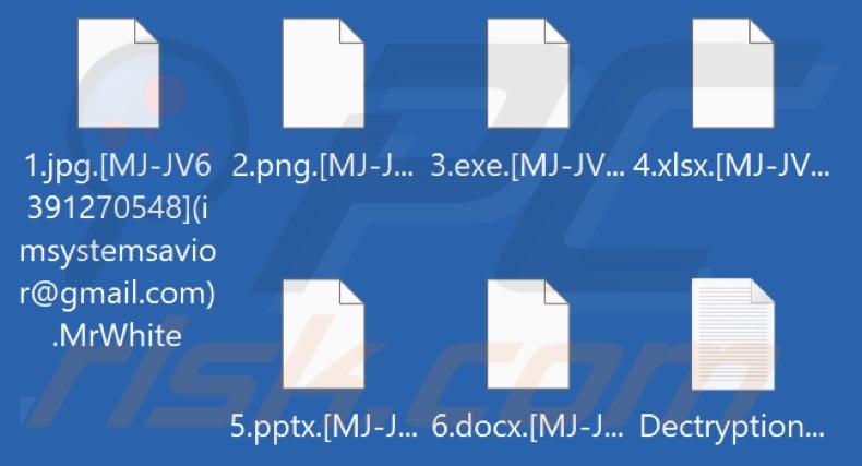 Files encrypted by MrWhite ransomware (.MrWhite extension)