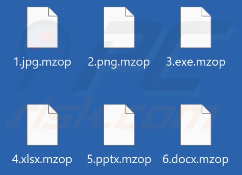 Files encrypted by Mzop ransomware (.mzop extension)