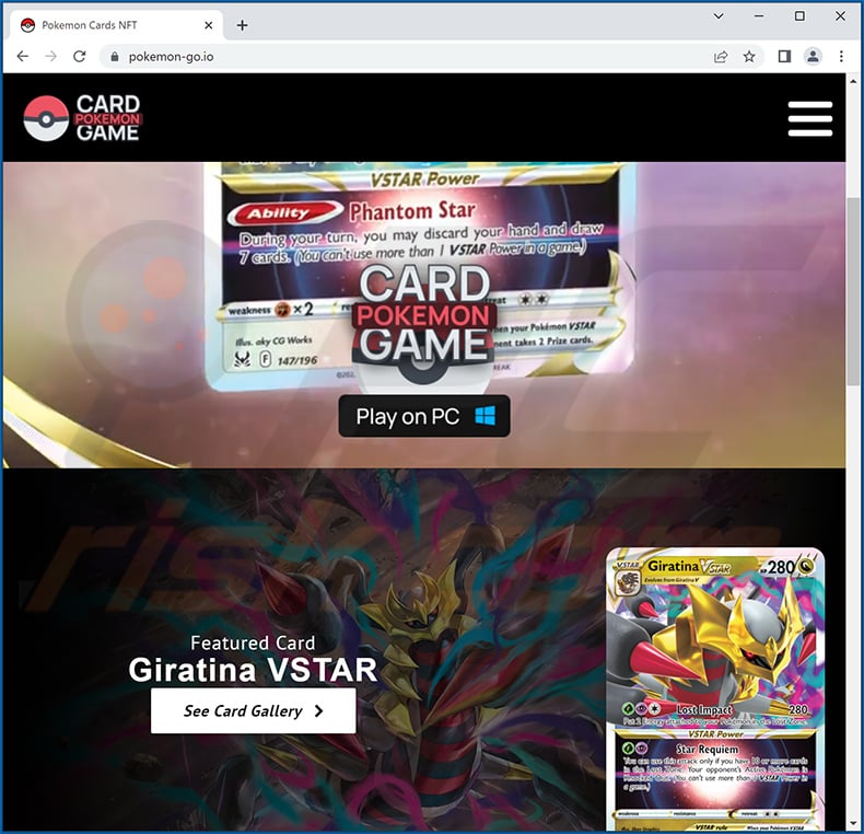 Fake Pokemon card game website used to spread NetSupport Manager - pokemon-go[.]io