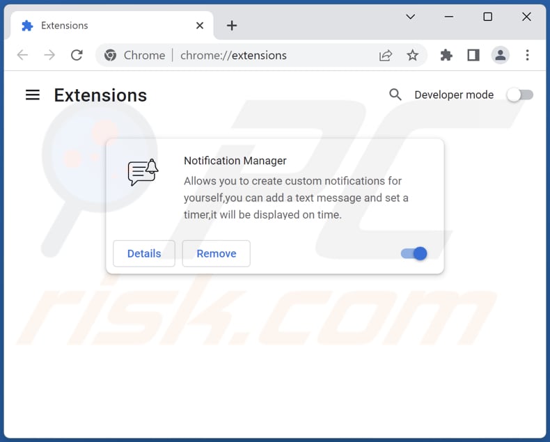 Removing Notification Manager adware from Google Chrome step 2