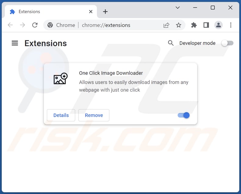 Removing One Click Image Downloader adware from Google Chrome step 2