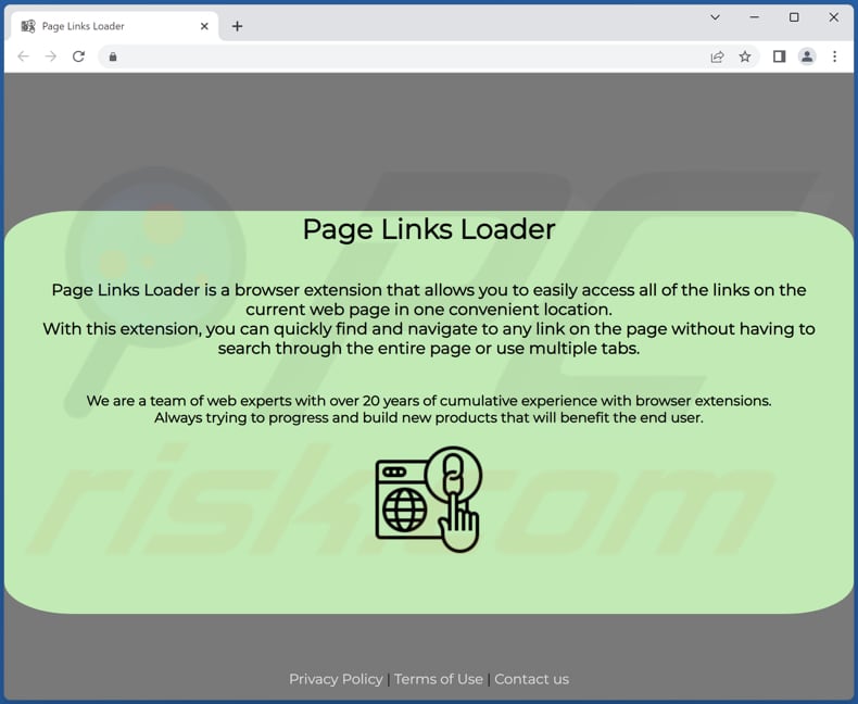Page Links loader adware promoting page