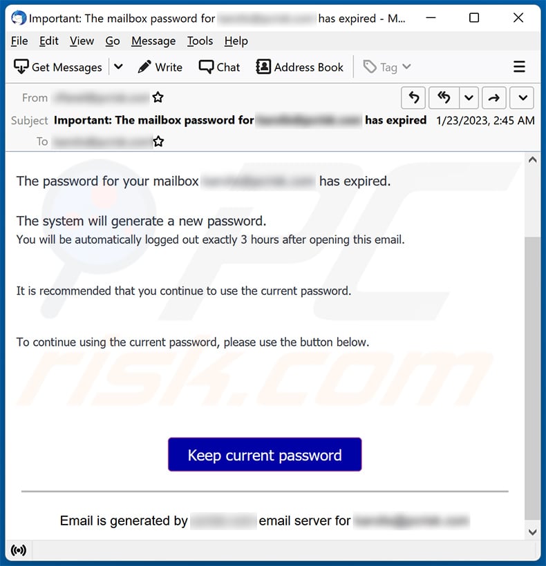 Password expiration-themed spam email (2023-01-25)