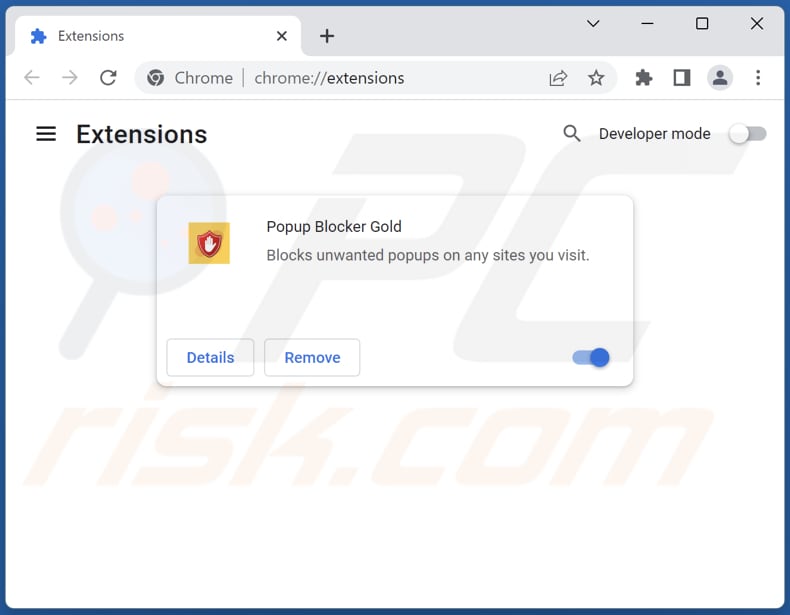 Removing Popup Blocker Gold adware from Google Chrome step 2