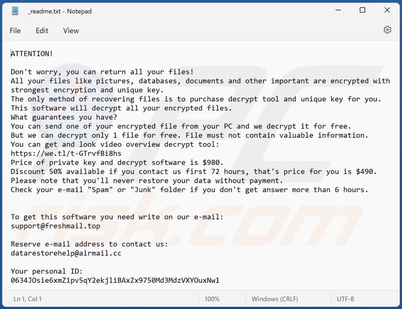Pouu ransomware text file (_readme.txt)
