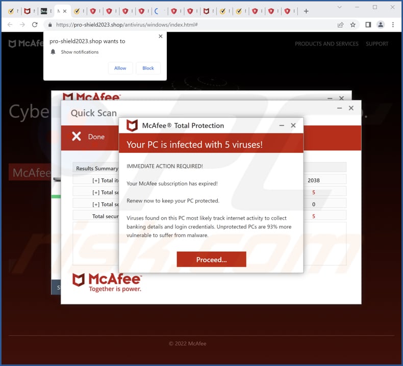 pro-shield2023[.]shop pop-up redirects
