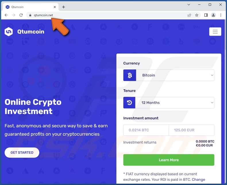 Qtumcoin[.]net scam email promoted fake site