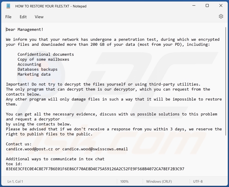 Rdapdylvb ransomware ransom note (HOW TO RESTORE YOUR FILES.TXT)