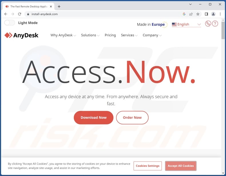 Fake AnyDesk website proliferating Rhadamanthys stealer malware