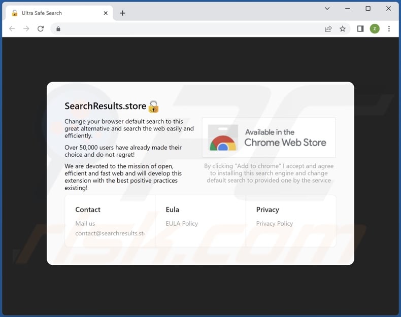 Website used to promote SearchIT New Tab browser hijacker