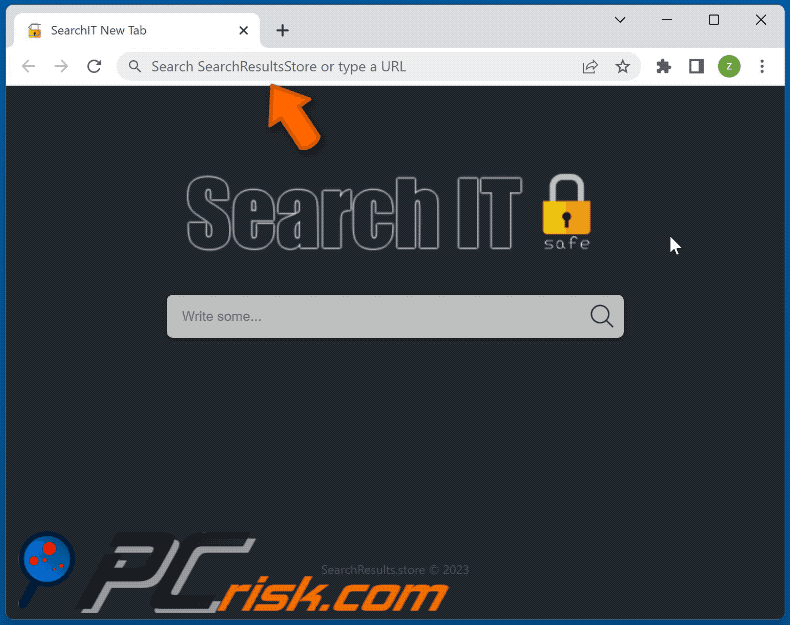 SearchIT New Tab browser hijacker redirecting to Google (GIF)