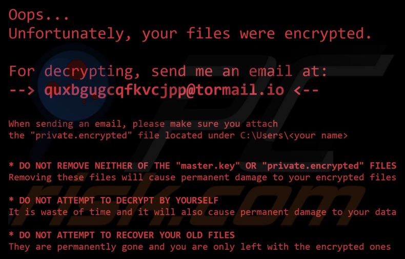 Seiv ransomware wallpaper