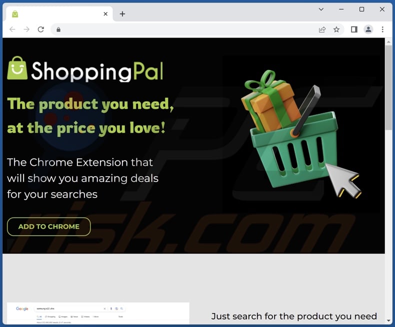 Website promoting Shopping Pal adware