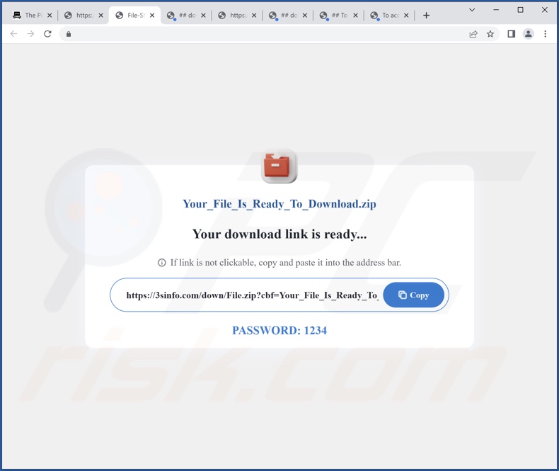 Website promoting Split Files adware