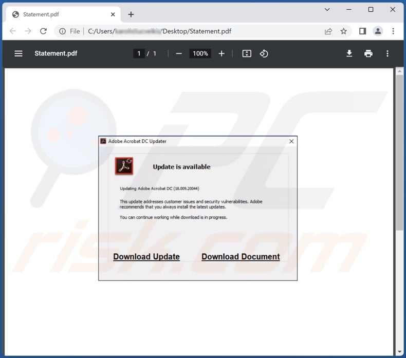 Malicious attachment distributed through Statement Of Account (SOA) email virus spam campaign