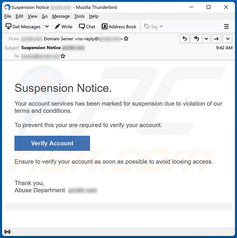 Suspension Notice email scam (2023-01-17)