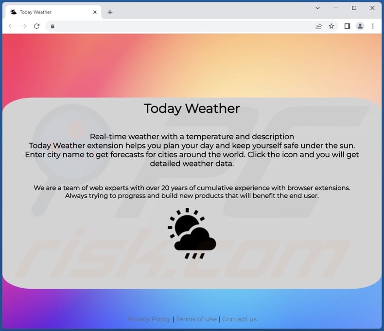 Website promoting Today Weather adware