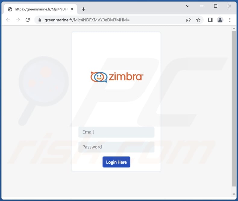 Upgrade Zimbra Account scam email promoted phishing site